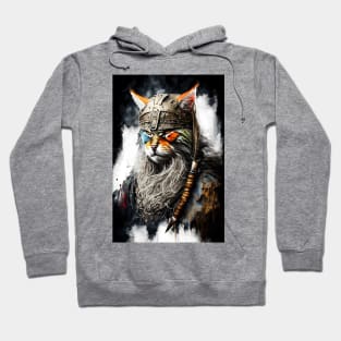 Portrait of a Viking Cat Painting Hoodie